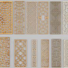 中式镂空屏风3D模型下载